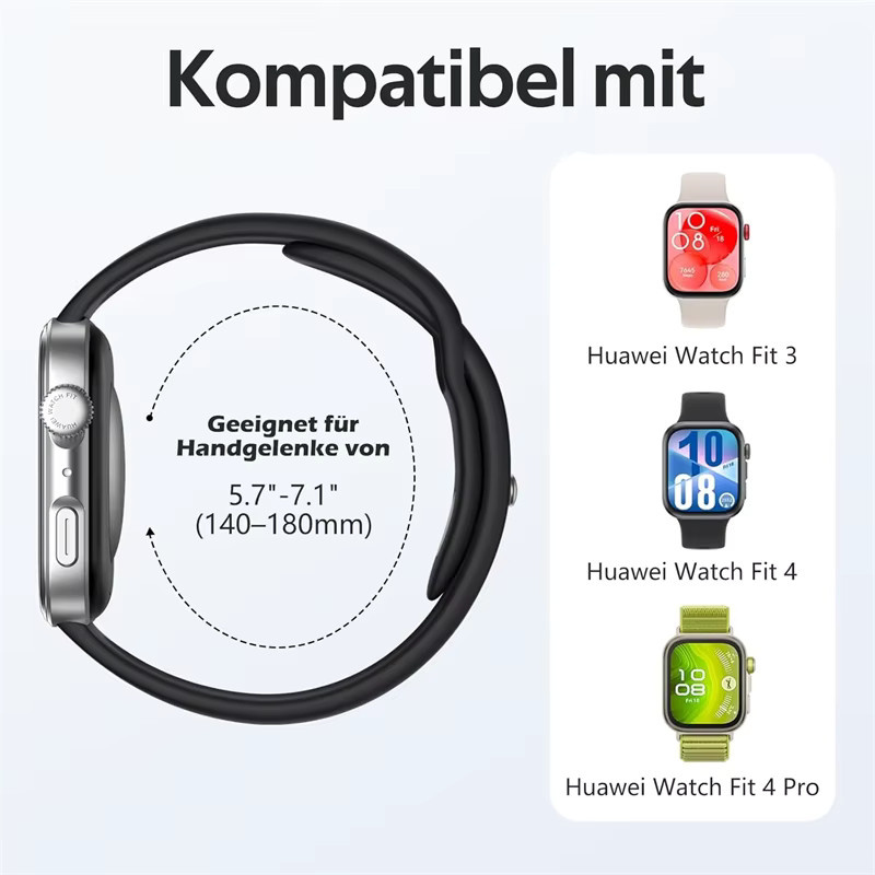 HUBANDE Uhrenarmband Silikon, Schwarz, Unisex - Bild 5