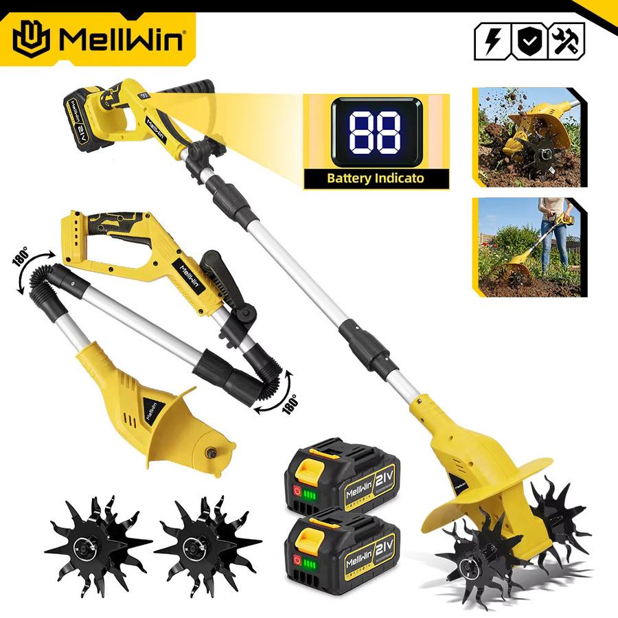 MELLWIN Kabelloser Elektrischer Rasenmäher und Vertikutierer in Gelb, kompatibel mit Makita LXT 18V Akku - Bild 7