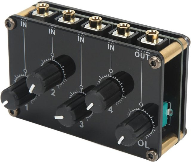 TOMTOP JMS Mini Soundboard Konsole Tragbarer Passiver Stereo-Audiomischer mit 4 Eingängen und 1 Ausgang in Schwarz - Bild 1