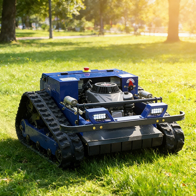 AIWEIYA Geländegängiger ferngesteuerter All-in-One-Raupenmäher in Blau für Landwirtschaft und Rasenpflege - Bild 1