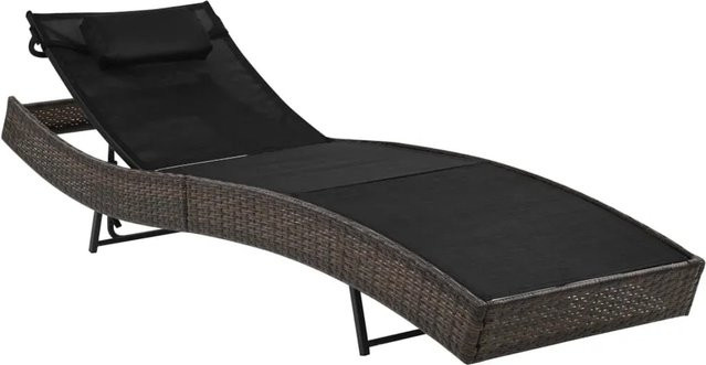 Furnicato Sonnenliege aus braunem PE-Rattan mit Textilene-Polsterung und verstellbarer Kopfstütze - Bild 1