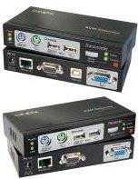 LINDY Cat.5 KVM Extender Combo 300 KVM-Extender für USB und PS/2 in Schwarz mit bis zu 300 m Reichweite über RJ45 Netzwerkkabel - Bild 1