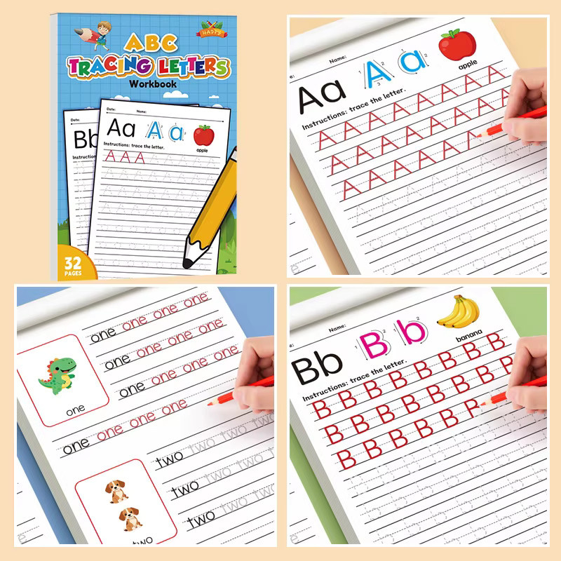 Yligoode A-Z Arbeitsheft für Kinder: 32-seitiges Englisch Lernbuch mit Alphabet- und Wortübungen sowie Stiftkontrolltraining in Mehrfarbig - Bild 2