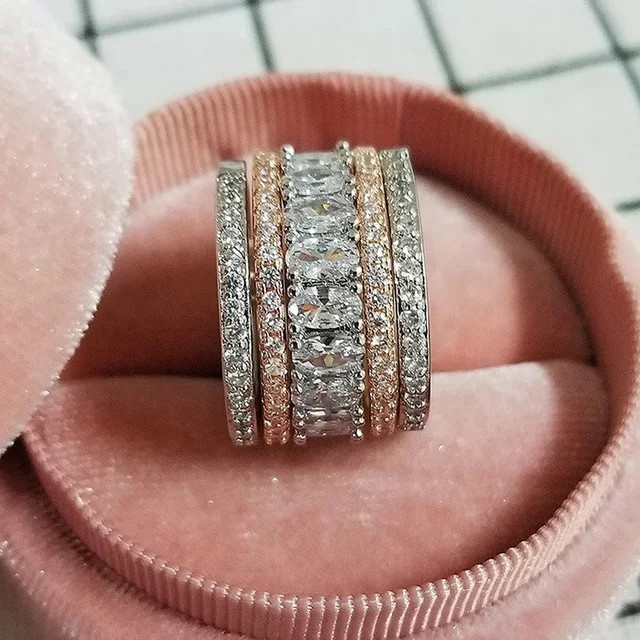 Huitan Ringe, Bicolor, Roségold, Zirkonia, Damen - Bild 1