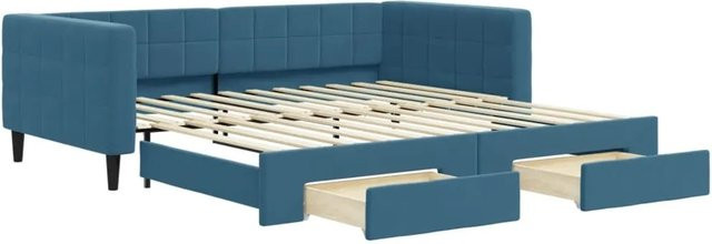 vidaXL Tagesbett ausziehbar mit Schubladen in Blau und Samt-Bezug B/T/H: 223 x 100 x 68 cm - Bild 1