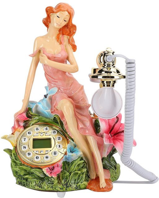 Vintage Hotel Telefon im Epoxidharz-Design von Aimo in Beige zur Dekoration für Schreibtisch und Regal - Bild 1