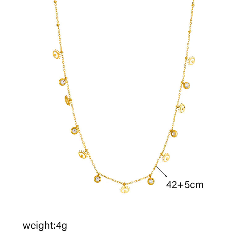 DIEYURO Halskette mit Auge Kristall Anhänger, Edelstahl, Gold, Damen - Bild 2