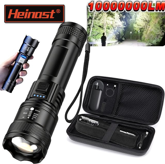 Heinast Taktische LED Taschenlampe in Schwarz, USB wiederaufladbar und wasserdicht für Camping und Notfälle - Bild 1