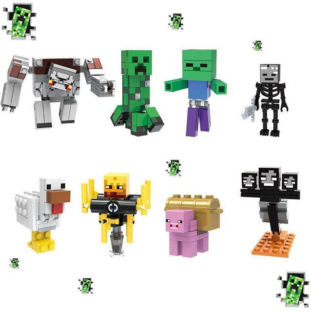 DewBloom Minecraft Figuren Steve, Bausteine Spielzeug, 8-teiliges Set - Bild 1