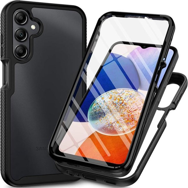 Samsung Galaxy A17 / A17 5G Vollschutzhülle mit integrierter Displayschutzfolie, robuster Silikon-Bumper, transparent/schwarz - Bild 1