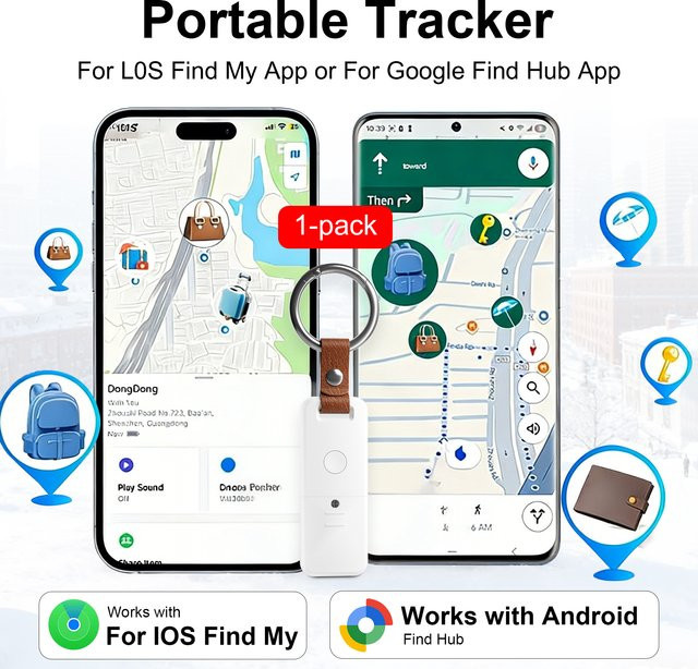 MOSON Dual-System GPS-Tracker für Google und Apple Find My, Tragbarer Smart Activity Tracker in Weiß - Bild 1
