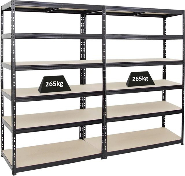 PROREGAL Schwerlastregal Giant Tiger 2er Set Schwarz mit 6 Ebenen, H x B x T: 200 x 120 x 60 cm - Bild 1