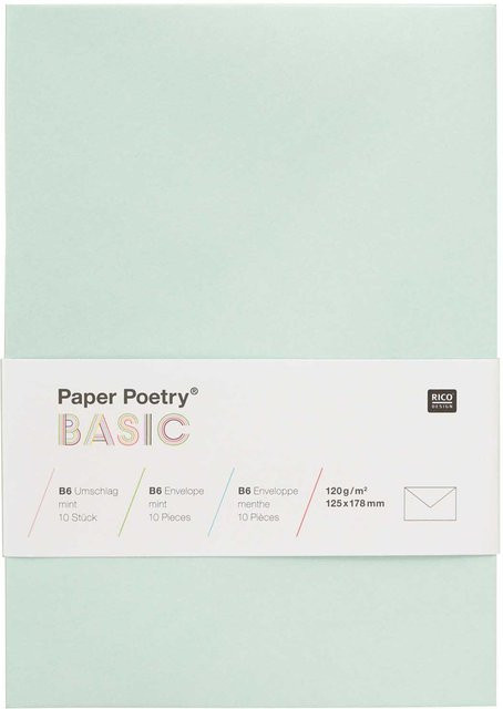 Rico Design Paper Poetry Kuvert Basic B6, 10 Stück, Mint - Bild 1