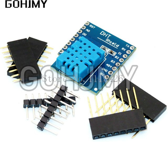 GOHJMY DHT Shield für WEMOS D1 Mini ESP32 mit DHT11 Digitalem Temperatur- und Feuchtigkeitssensor Modul in Blau - Bild 1