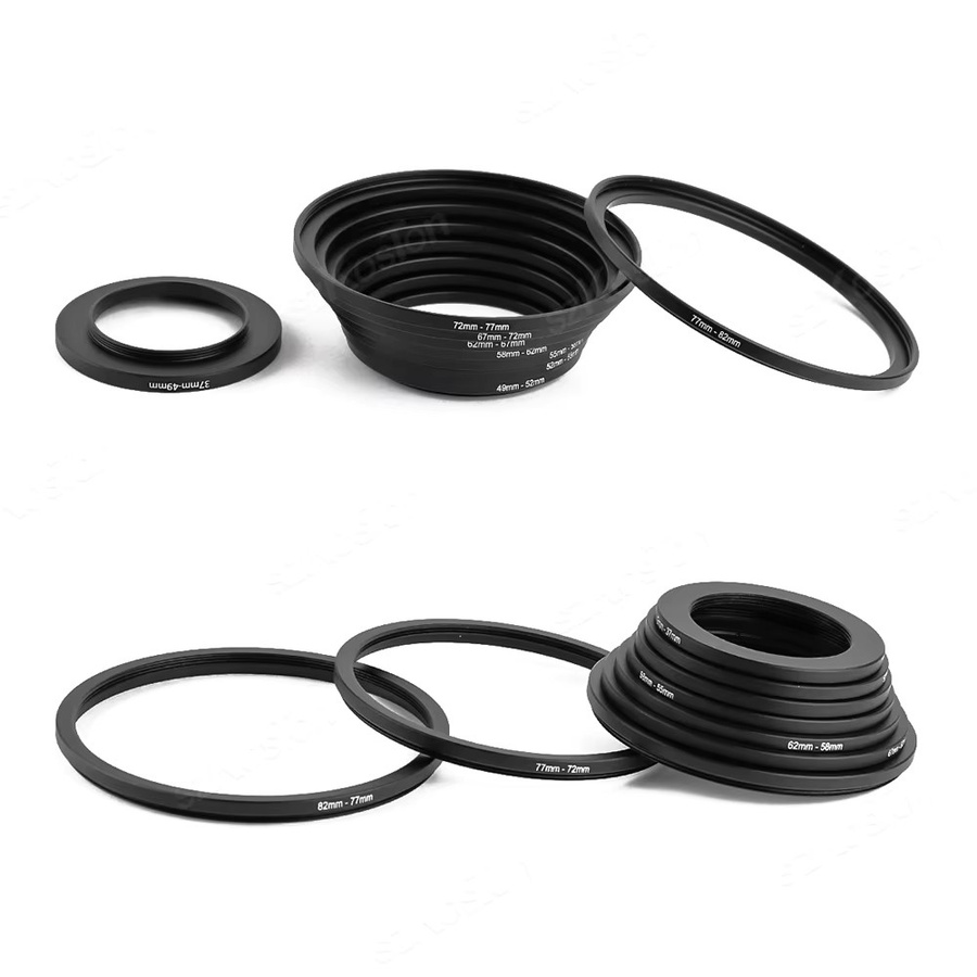 SZKOSTON Kameraobjektivfilter Step Up & Down Ringadapter Set aus Metall, Farbe: Schwarz, 37-82mm und 82-37mm - Bild 3