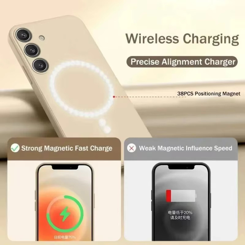 MagSafe Magnetische Kabellose Ladehülle aus Flüssigsilikon für Samsung Galaxy S26 S25 Ultra Plus S24 S23 S21 FE in Grün - Bild 3