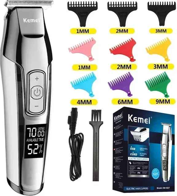 Kemei KM-5027 Elektrischer Haarschneider, Silber, Unisex - Bild 1
