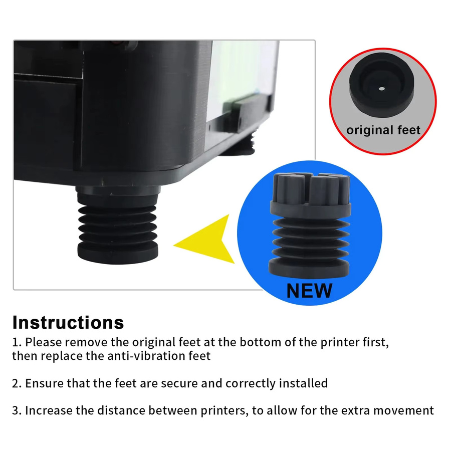 Bambu Lab Anti-Vibrations-Gummifüße in Schwarz für P1P P1S X1 X1C X1E A1 A1mini 3D-Drucker als Anti-Rutsch- und Anti-Schock-Matte - Bild 4