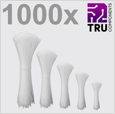 TRU COMPONENTS Kabelbinder Weiß 3,6 mm UV-stabilisiert 1000 Stück - Bild 1