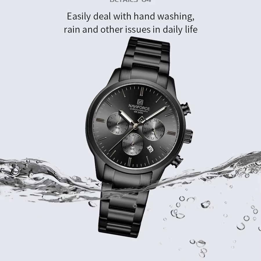 NAVIFORCE Armbanduhr, Quarz, Edelstahl, Schwarz, Herren - Bild 5