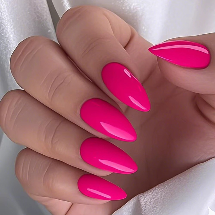 HotPress Press-On-Nägel, Mandelform, Rosa, Glänzend, 120 Stück, Damen - Bild 2