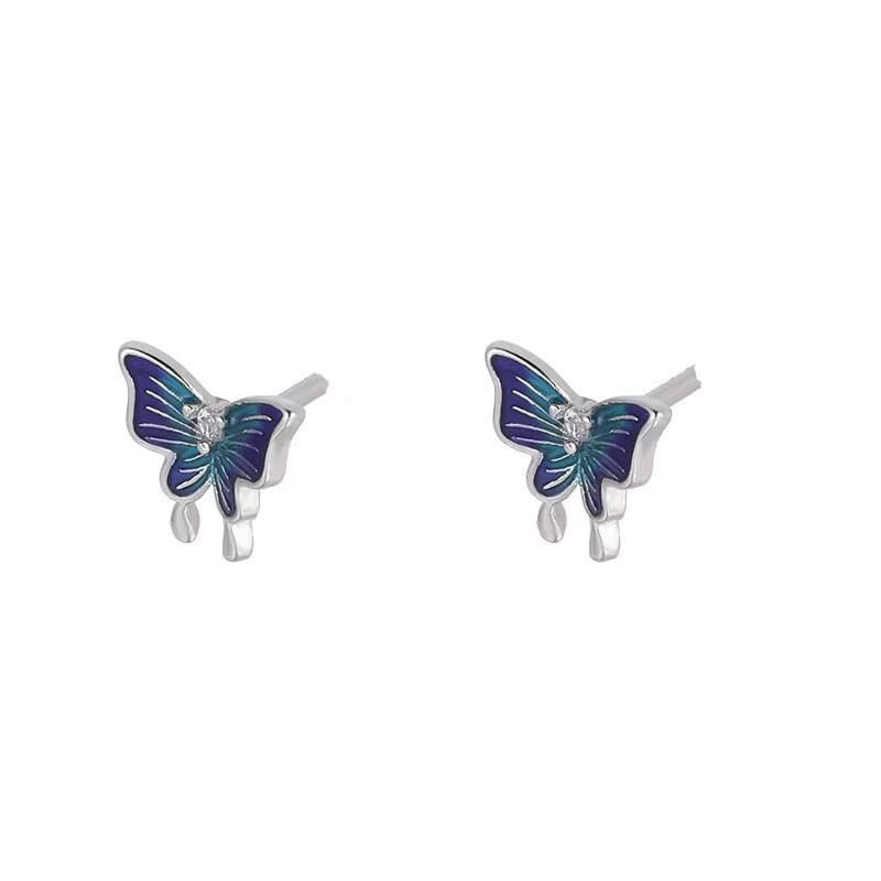 GaGa-Duck Schmetterling-Ohrstecker, 925 Silber, Diamant, Zirkonia, Unisex - Bild 5