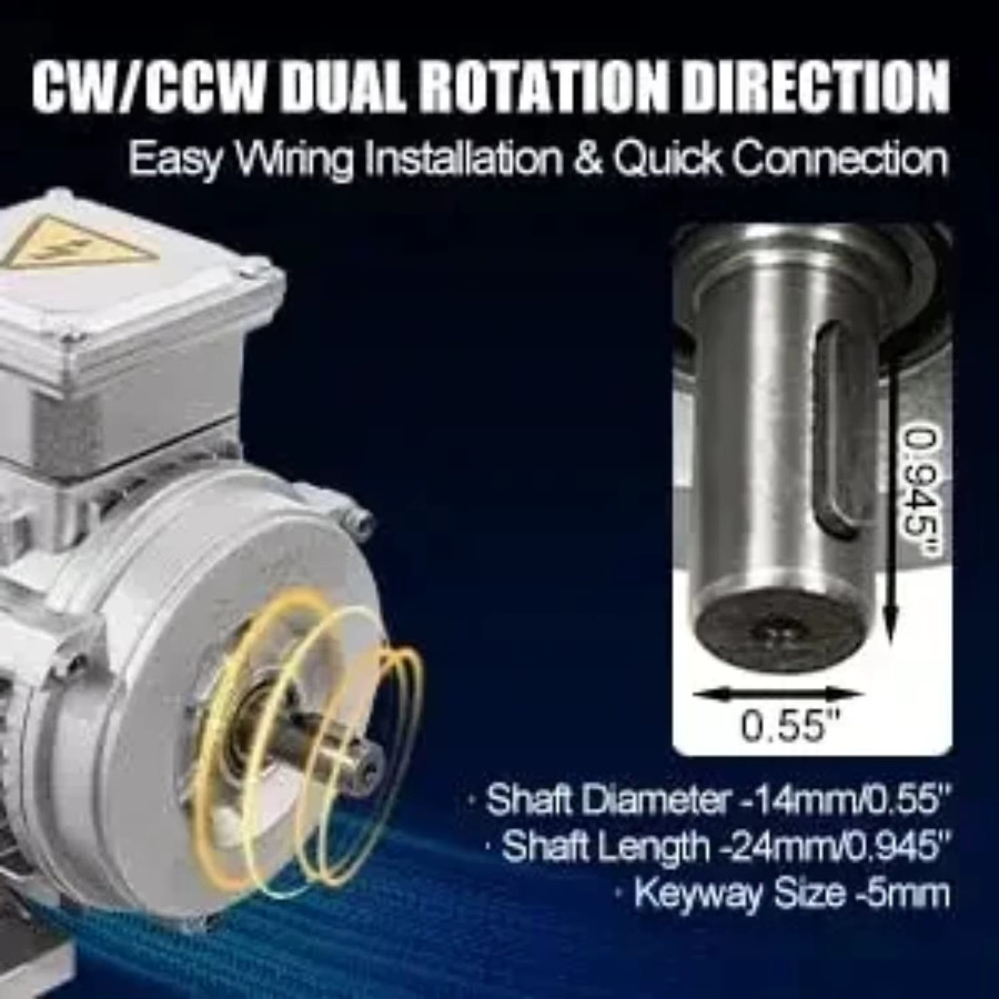 Bymaocar Dreiphasiger Elektromotor 0,75 kW mit 1400 U/min, Energiesparender Spulenmotor aus reinem Kupfer in Silber mit Aluminiumgehäuse - Bild 4