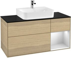 V&B Waschtischunterschrank Finion in Weiß mit Eichen-Dekor, B/T/H: 120 x 50,1 x 60,3 cm - Bild 1