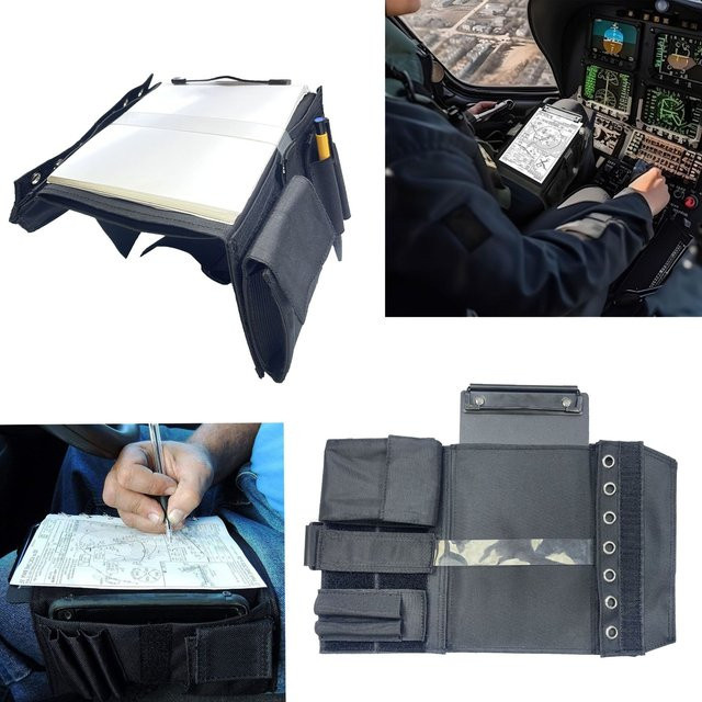 Pilot Reversible Kneeboard Schwarz als Beinmontierte Zwischenablage mit Stifthalter und Panelhalter für Piloten - Bild 1