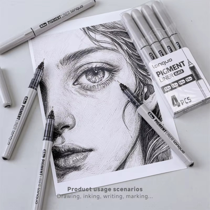 Kolorowys Fineliner-Stifte Set mit 4 Stück, ultrafeine Spitzen in 0,2 mm, 0,3 mm, 0,4 mm und 0,5 mm, wasserfeste Tinte für Journaling und Lernbedarf - Bild 3