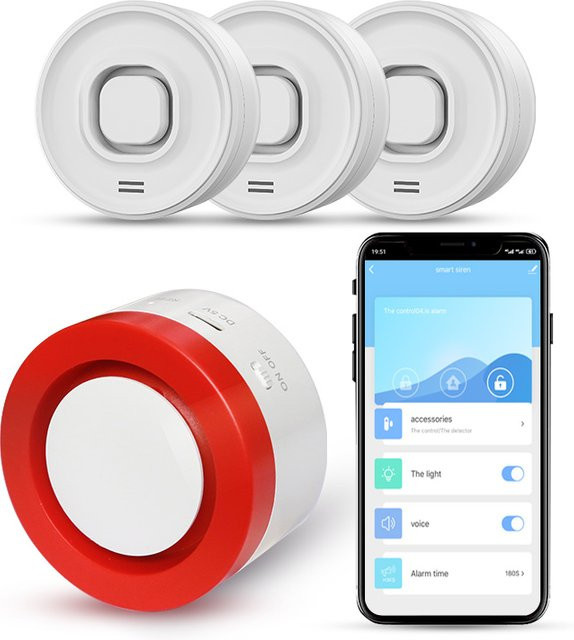 DYGSM WiFi-Wasserleckdetektoren 3er-Pack, kabelloser Wasserlecksensor mit 100 dB Alarm und Smartlife App-Benachrichtigung, Farbe: Weiß - Bild 1