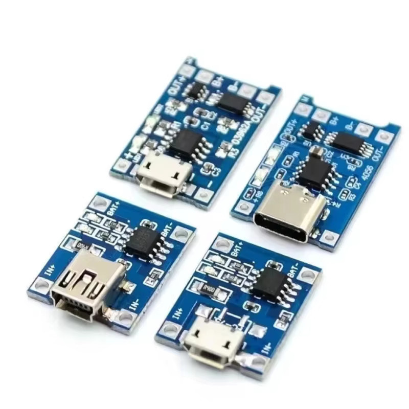 AOKIN Lithium-Akku-Lademodul TP4056 mit Schutzfunktion für 18650 Li-Ion Akkus, 5V 1A, Micro-USB und USB-C, Blau - Bild 2
