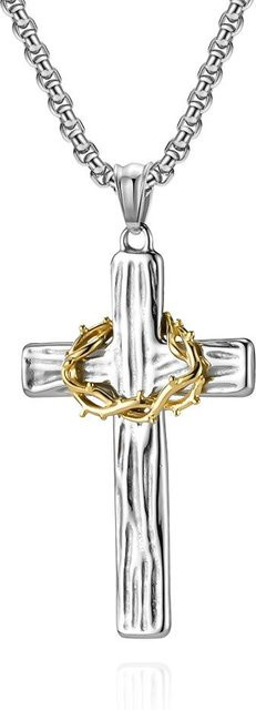 YIRAN Jewelry Halskette Kreuz, Edelstahl, Weiß, Damen - Bild 1