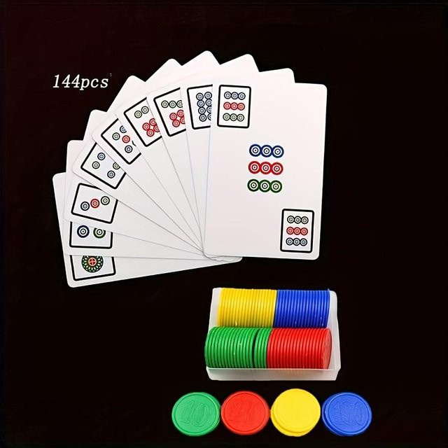 SZ-Damai Mahjong-Spielkarten, 2-teiliges Set, Weiß, Bunt / Mehrfarbig - Bild 1