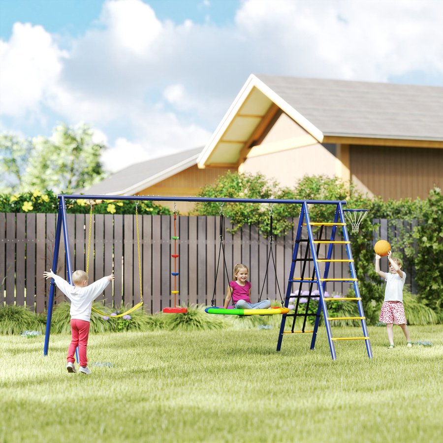 Aosom Kinderschaukel-Set 6 in 1 Schaukelgerüst aus Stahl, ab 3 Jahre - Bild 2