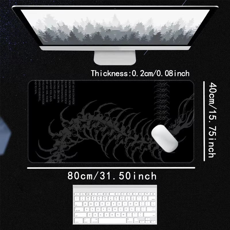 Mairuige XXL Dark Gothic Centipede Gaming-Mauspad in Schwarz als große Schreibtischunterlage für Büro und Tastatur - Bild 5