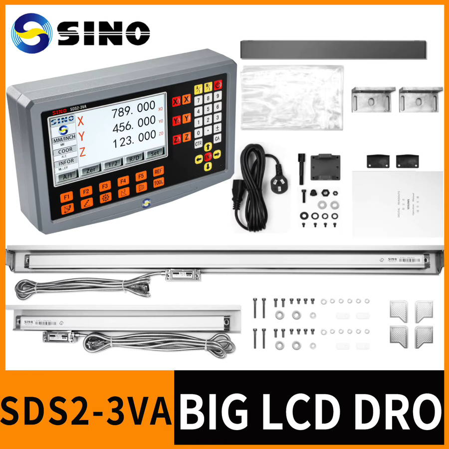 SINO SDS2-3VA Digitales Anzeigekit mit KA35-Glas-Linearskala-Encodern für 2-Achsen- und 3-Achsen-DRO an Drehmaschinen, Schleifmaschinen und Fräsmaschinen - Bild 2