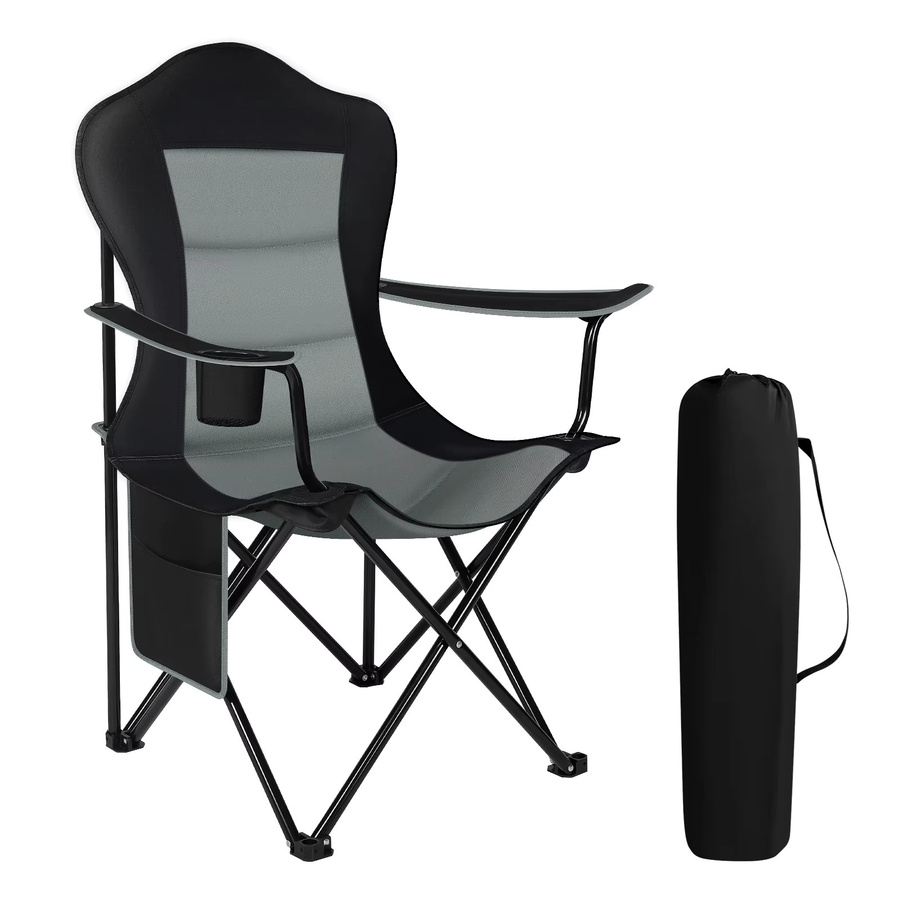 WOLTU faltbarer Campingstuhl in Grau mit Seitentasche und Getränkehalter für Garten, Terrasse und Outdoor-Aktivitäten - Bild 4