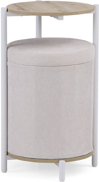 hjh LIVING Beistelltisch Nestup 1 in Beige, runder Nesttisch aus MDF mit Laminat für Wohnzimmer und Schlafzimmer - Bild 1