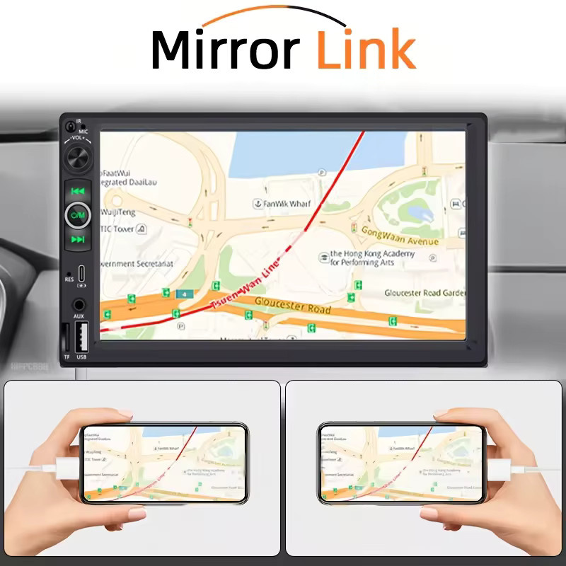 Bileeko Doppel-DIN Autoradio mit 17,78 cm HD-Touchdisplay, Carplay, Android Auto und Mirror Link in Schwarz - Bild 3