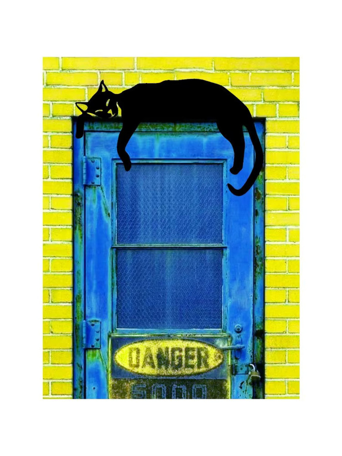 Metallwandkunst von CIFBUY mit schwarzer Katzen-Silhouette als moderne Weihnachtsdekoration - Bild 4