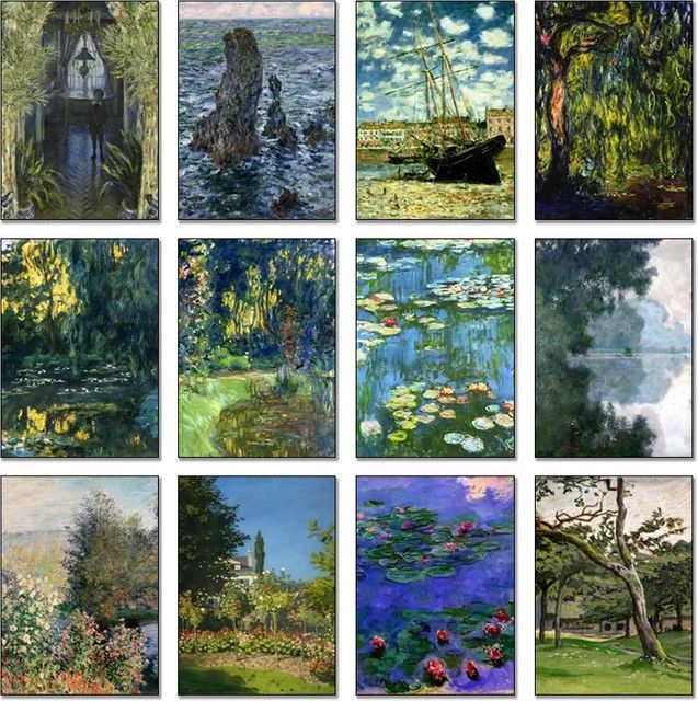 Claude Monet Seerose Teich Vintage Landschaft Poster als Leinwand Wandkunst für dein Wohnzimmer - Bild 1