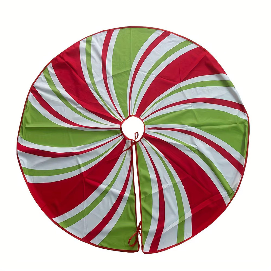 VIKAMA Weihnachtsbaumrock in Mintgrün mit Süßigkeiten-Motiv, rot-weiß-grün gestreift, Textil-Baummatte für deine Weihnachtsdekoration - Bild 2