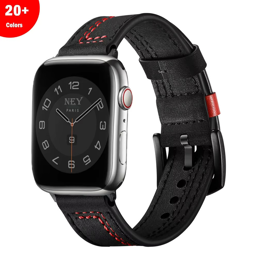 Uhrenarmband Leder, Schwarz, Unisex - Bild 2