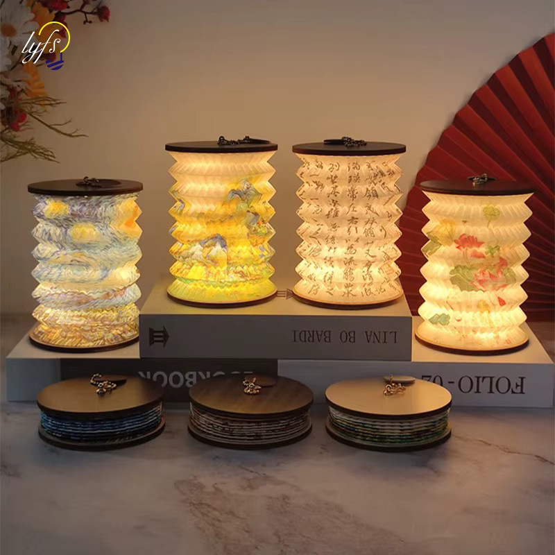Lyfs LED Buchlampe im japanischen Stil, faltbare USB Nachtlicht-Laterne in Mehrfarben mit warmweißem Licht - Bild 3