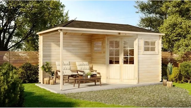 Alpholz Gartenhaus Franz-28 mit Walmdach in Blockbohlenbauweise, imprägniert, B/T/H: 480 x 224 x 257 cm - Bild 1