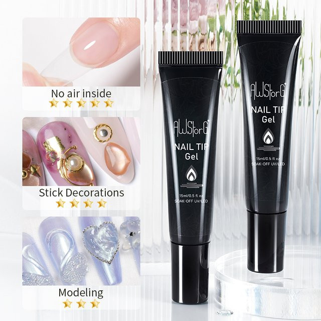 AWStorG Nageltips-Gel, Nude, Transparent, 15g - Bild 1