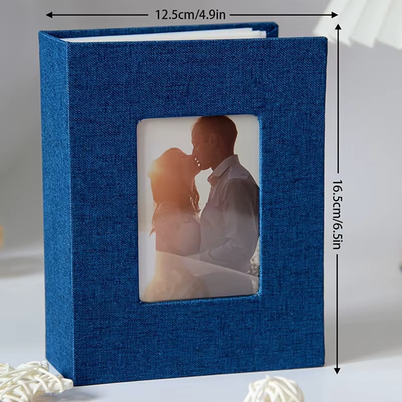 Fotoalbum mit 100 Taschen für 4 x 6 Fotos in Blau mit Leinenhülle und beschreibbarer DIY-Aufbewahrung - Bild 4