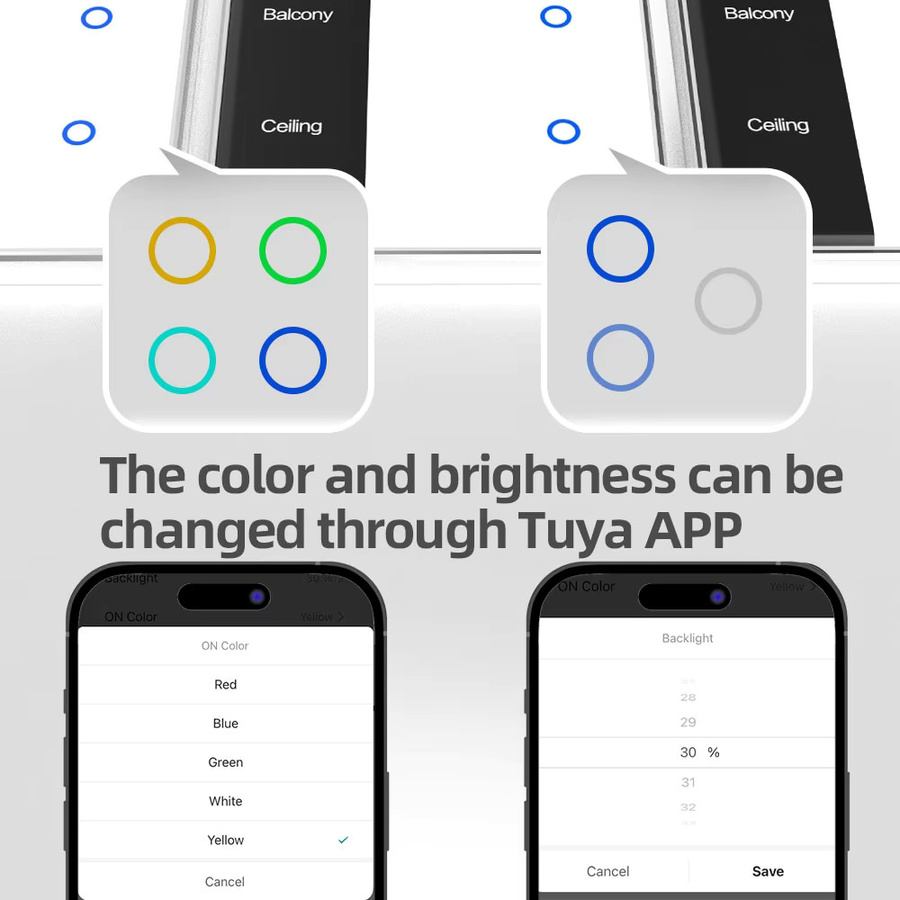 Zemismart DIY Namensschalter Zigbee Smart Display Touch Lichtschalter US-Typ in Weiß, kompatibel mit Tuya, Alexa und Google Home - Bild 3