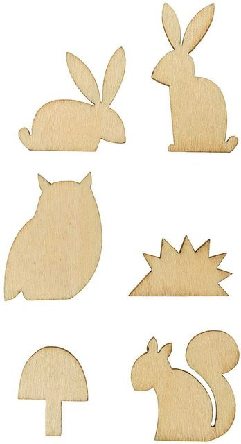 Rico Design Holzdeko-Set Waldtiere in Naturfarben zur Dekoration von Adventskränzen - Bild 1